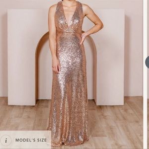 Rose Gold Revelry Bridesmaid Dress SZ 14
